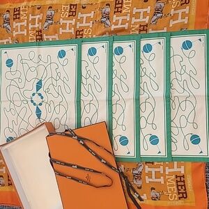 HERMÈS 1990s MARINER STYLE PLACEMATTS W/ORIGINAL BOX- UNUSED SET OF 5